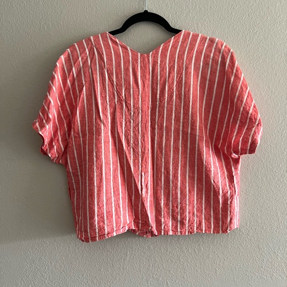 Dex Pink Cuffed Sleeve Crop Button Down Shirt - Picture 2 of 3